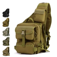 mens waterproof 1000d nylon tactical army chest bag high capacity travel cross body messenger shoulder sling chest bag black