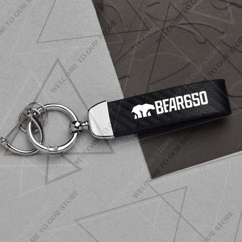 

New Classic For Royal Enfield Bear 650 Shotgun 650 Guerrilla 450 Himalayan Logo Carbon Fiber Motorcycle Keychain Holder Keyring