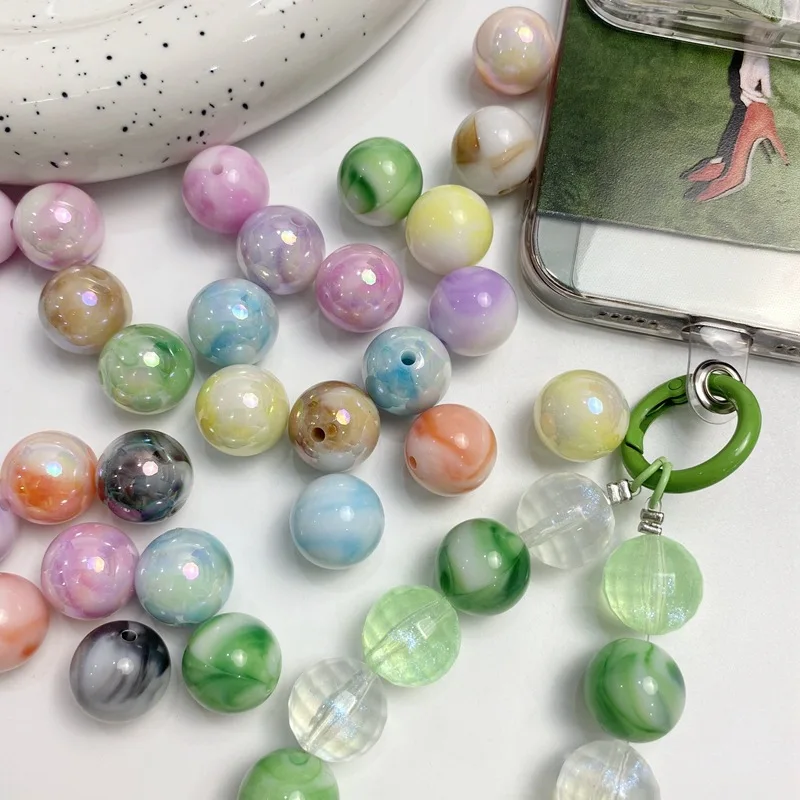 

10psc/bag 16mm Bicolor Halo Dyeing Color Plating Ball Diy Manual Mobile Pendant Beaded Material Accessories Jewelry Beads