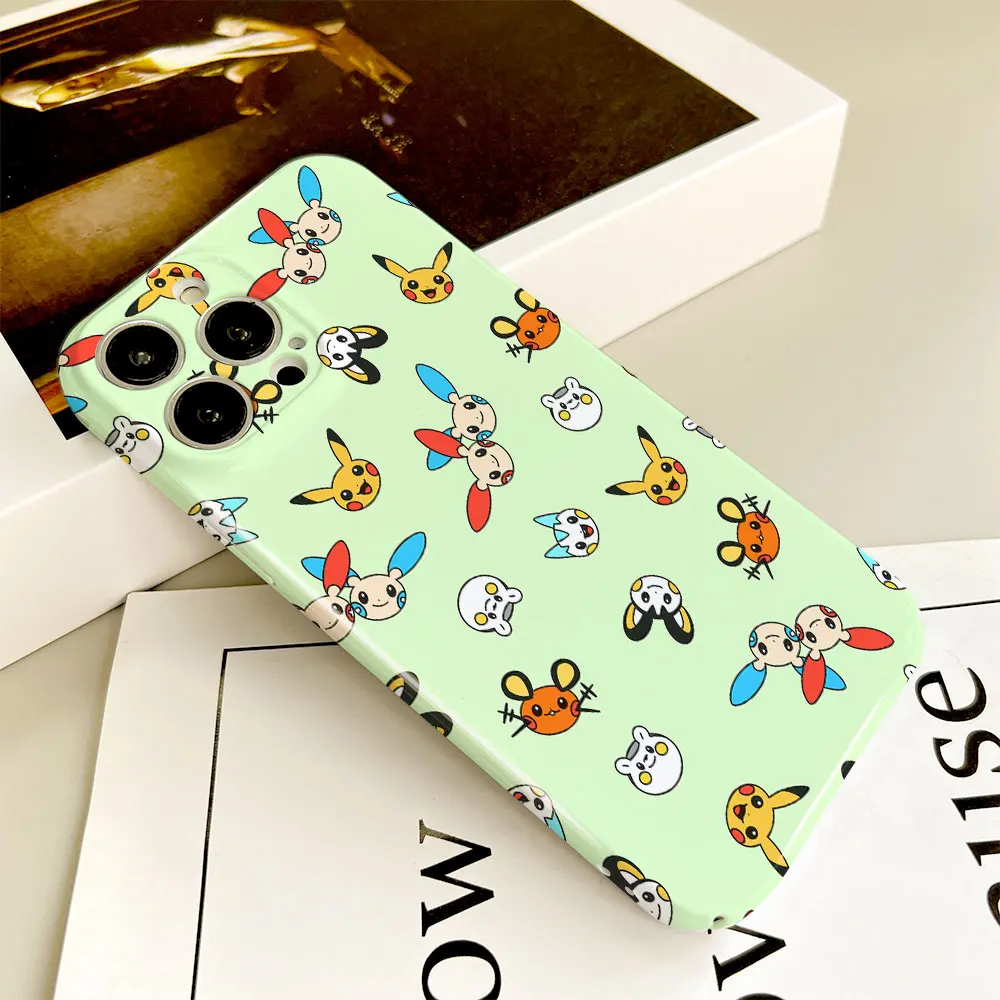 Phone Case For Apple iPhone 14 13 12 11 Pro Mini XS X Max XR SE 8 7 6S 6 Plus Full Printed Hard Film Case Cute P-Pikachu Family