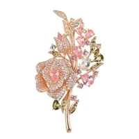 delicate korean style cubic zirconia flower design brooches jewelry corsage women personality clothing pin accessories