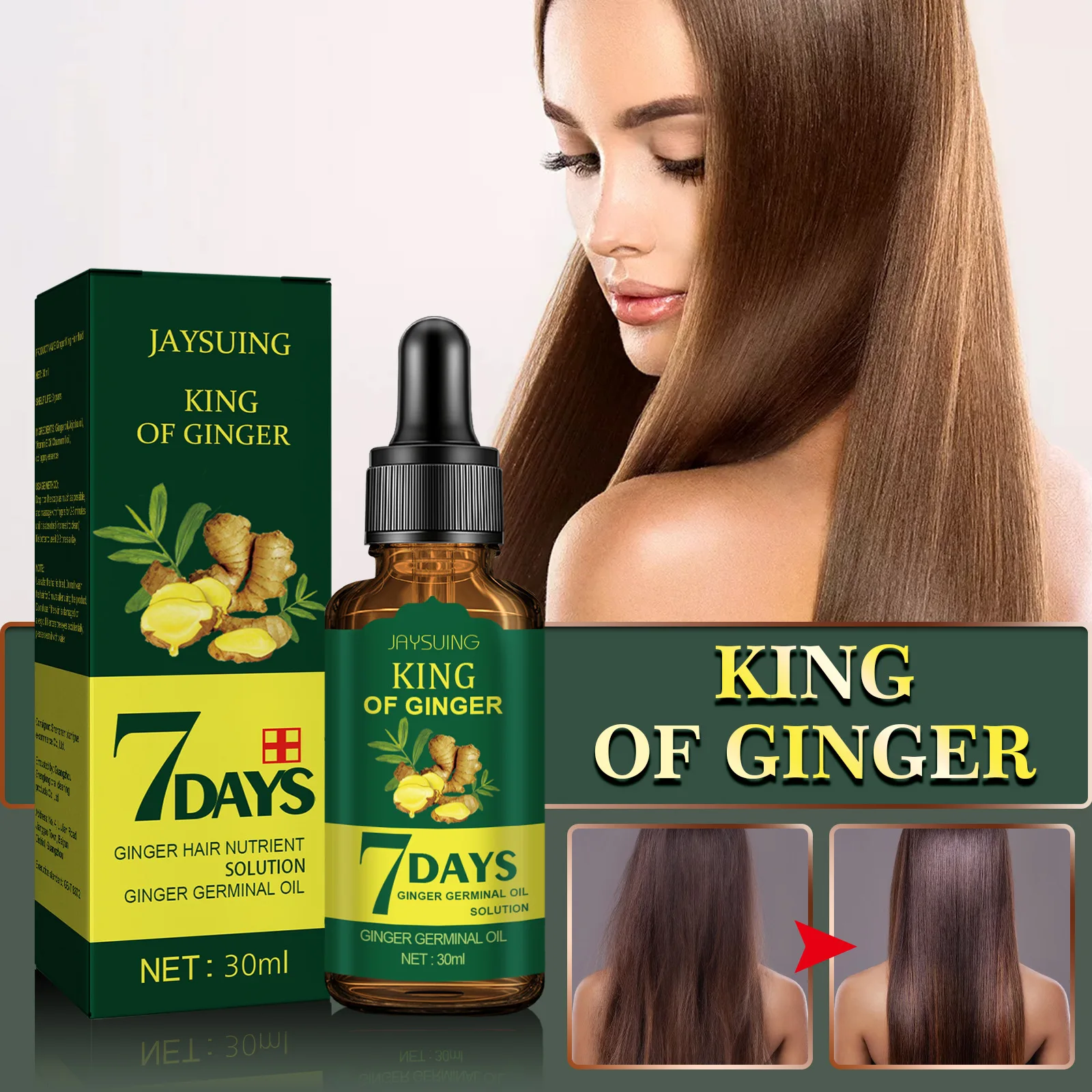 Питательный раствор для волос King of ginger, 7 дней, эфирное масло для улучшения состояния кожи головы, раздельная обработка волос