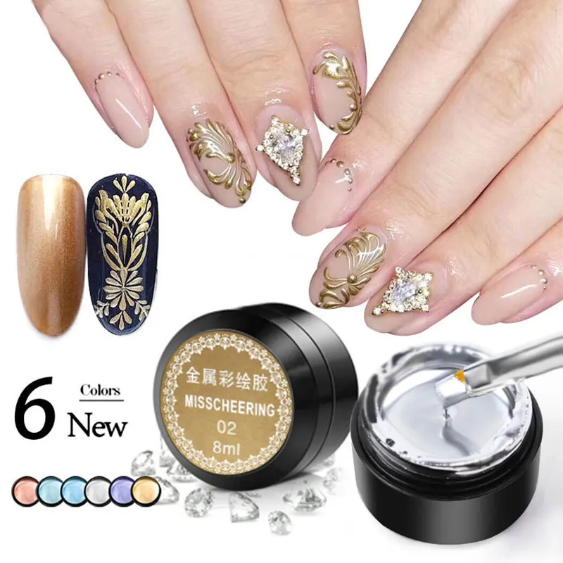 

Metal Effect Nail Gel Rose Gold Silver UV LED Draw Painting Stamping Nail Art Color Gel Polish DIY Manicure Gel Vernish
