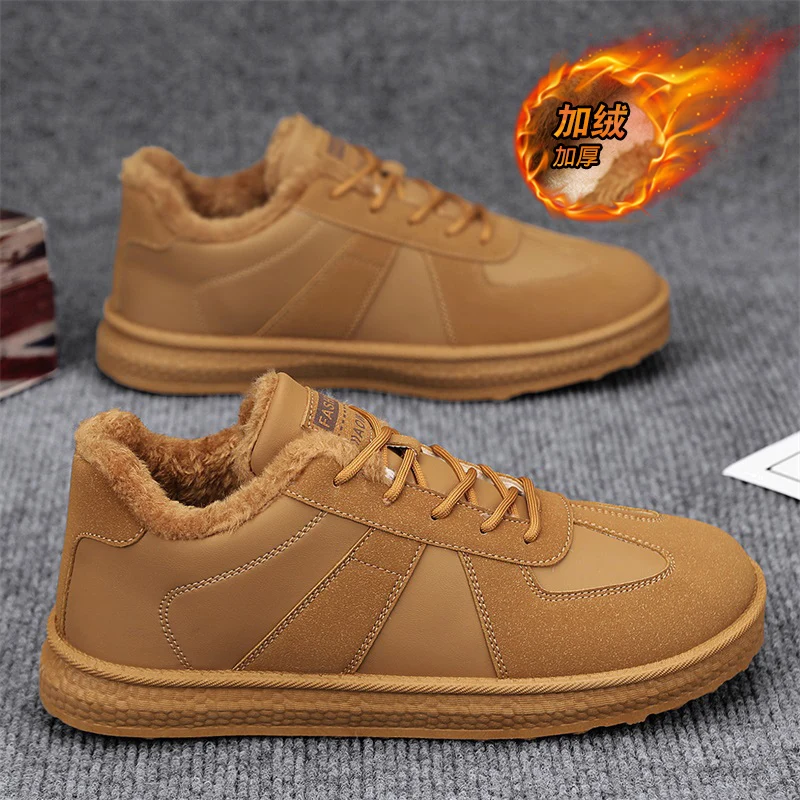 CYYTL Теплая мужская обувь на меху зимние кроссовки повседневные кожаные уличные
