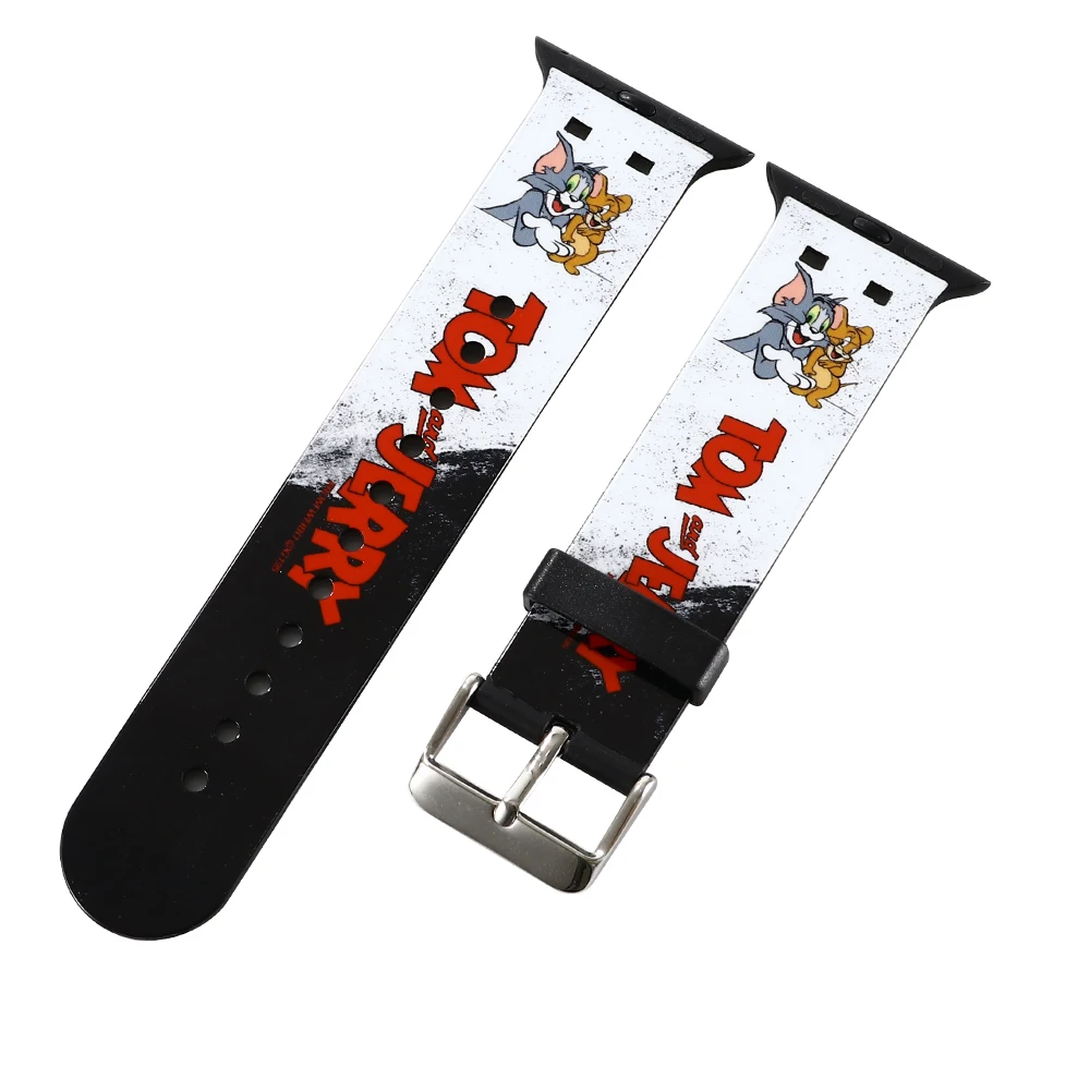 Cartoon Tom and Jerry Silicone Strap for Apple Watch Band 44 45 42 40 38 41 Bracelet IWatch Color Apple Watch 7 6 5 3