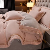 milk velvet plus velvet four piece winter and winter thickening double sided flannel coral quilt cover bed linen