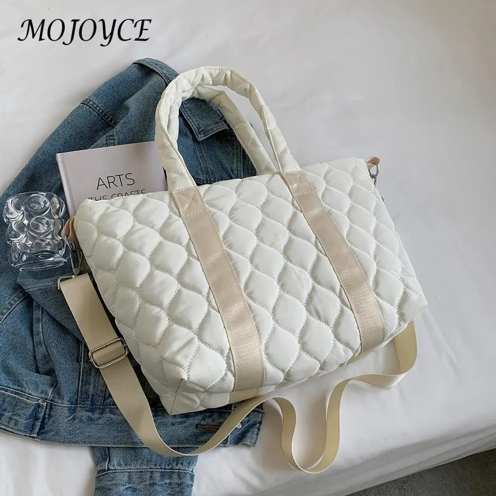 

Fashion Nylon Lattice Shoulder Bag Ladies Solid Color Shoulder Underarm Bag Women Large Shopping Tote Handbags