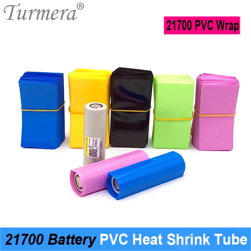 

Turmera 100Pieces 21700 Battery PVC Heat Shrink Tube Wrap 35*78mm for Flashlight or Electric Cigarette 21700 Lithium Battery Use