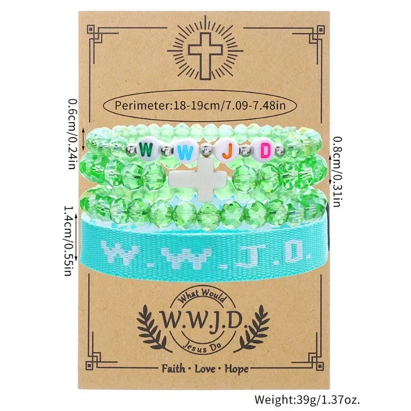 4 шт./компл. модные WWJD крестообразные стеклянные бусины эластичная веревка