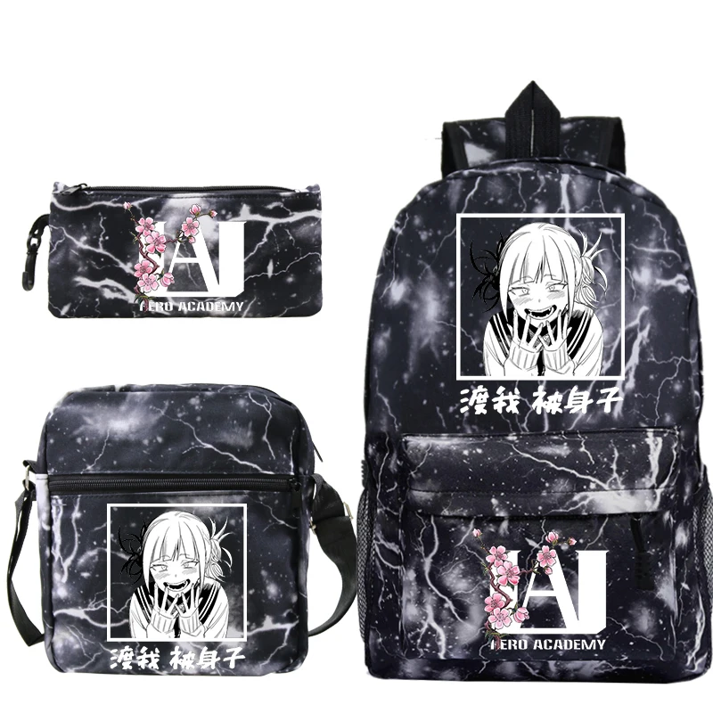 

Boku No Hero Academia Anime Backpacks Cartoon Toga Himiko School Bag 3pcs/set Boys Girls Bookbag My Hero Academia Travel Daypack