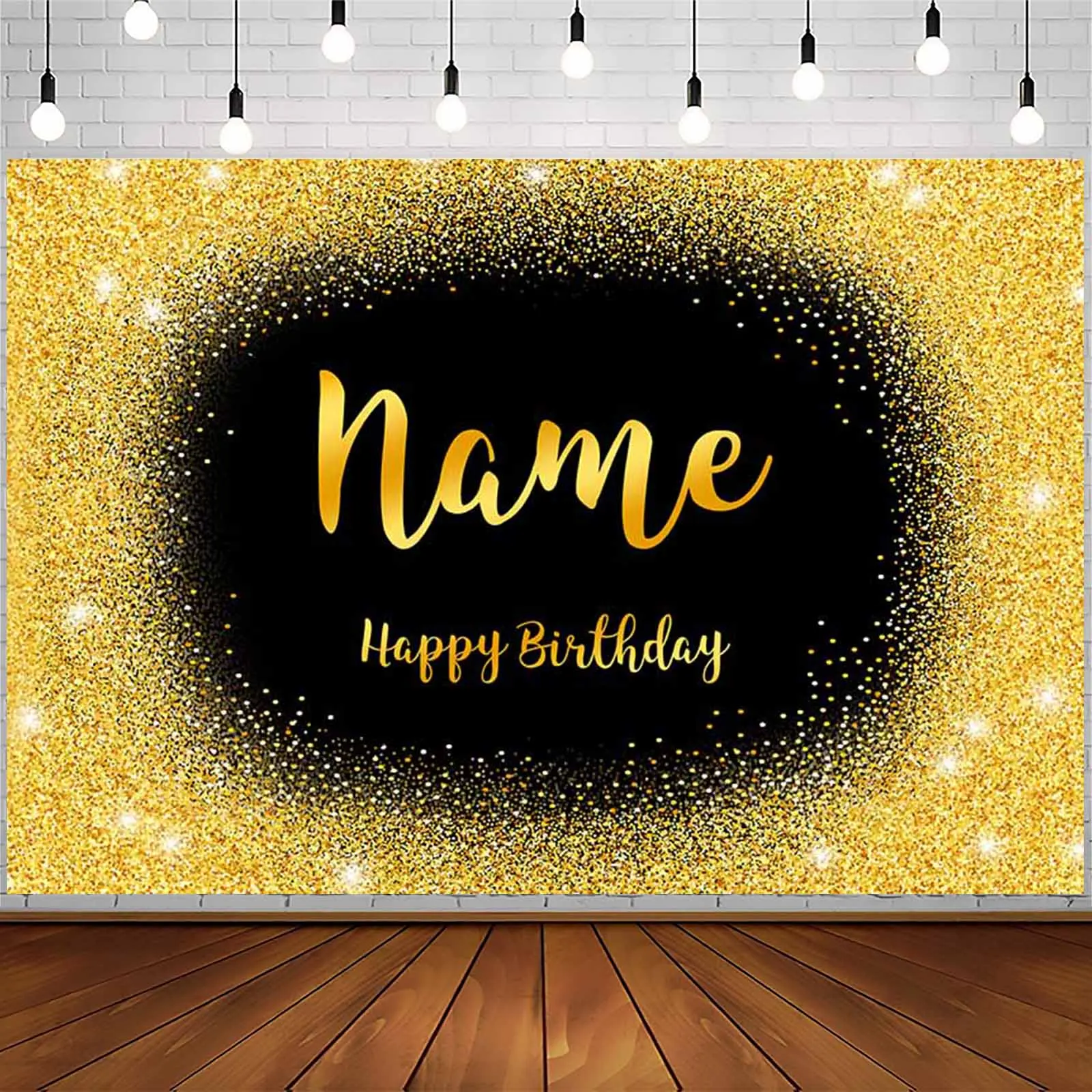 Пользовательское Имя Фото День Рождения Фон Золото Серебро Блестки Фотография