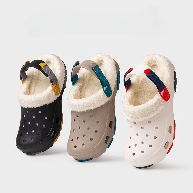 Зимние мужские тапочки теплые меховые мягкая домашняя хлопковая обувь для