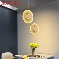 brother nordic pendant lamp modern round led creative design decoration for living dining room bedroom light