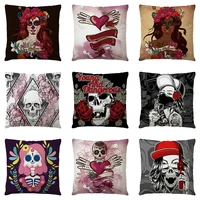 hippie ghost doll skeleton pillowcase for pillows cool flower skull pillow case sofa home decor bed home decoration modern 45x45
