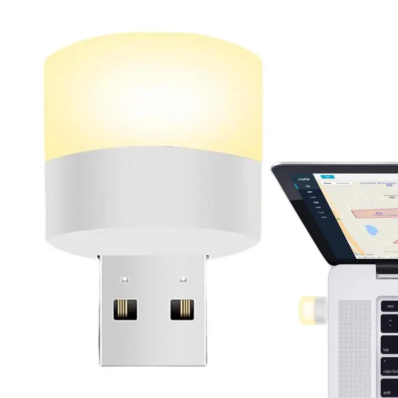

Mini USB Plug Lamp Compact USB Plug Lamp Night Light Bulbs With 2 Lighting Colors Travel Atmosphere Light Small Round Night