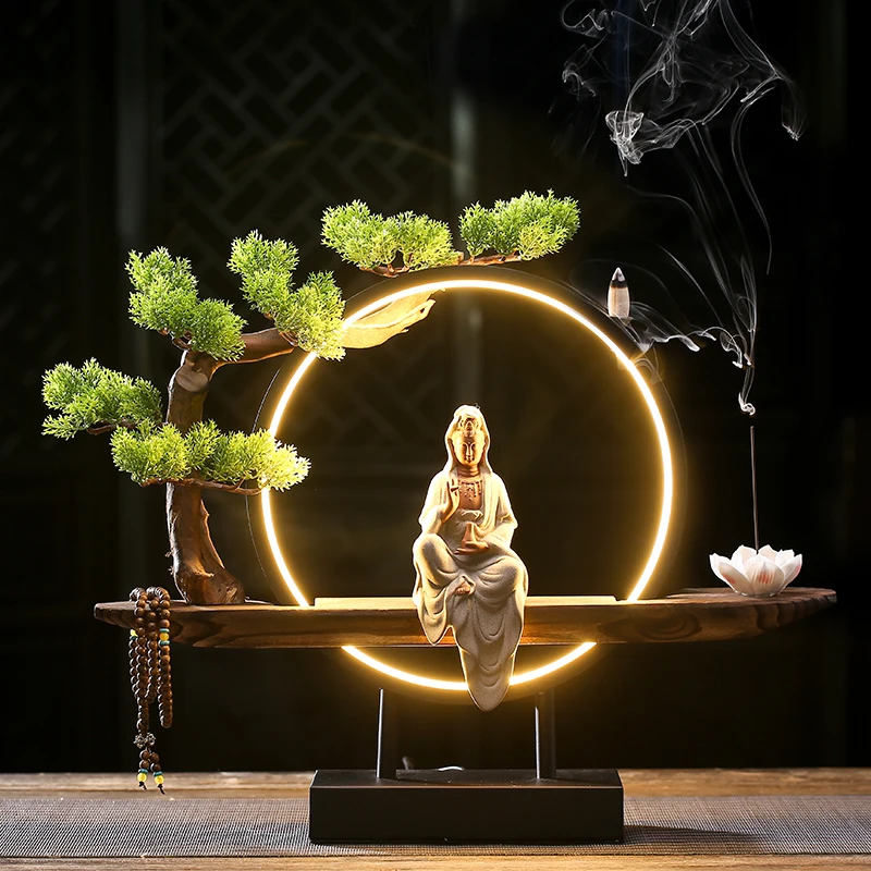 

Waterfall Backflow Incense Burner Electric Smoke Fountain Sandalwood Chinese Zen Incense Burner Office Incensario Home Decor 60