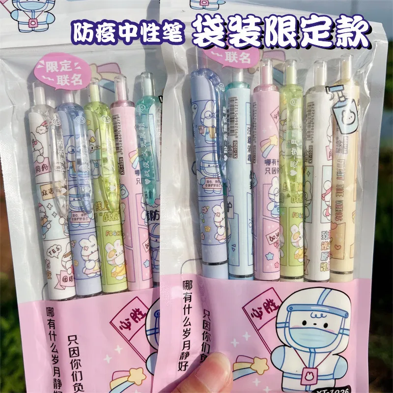 

Новинка кавайная гелевая ручка с милым кроликом доктором карбоновая ручка Черные чернила ручка с нажимом ручка с изображением головы Ins мил...