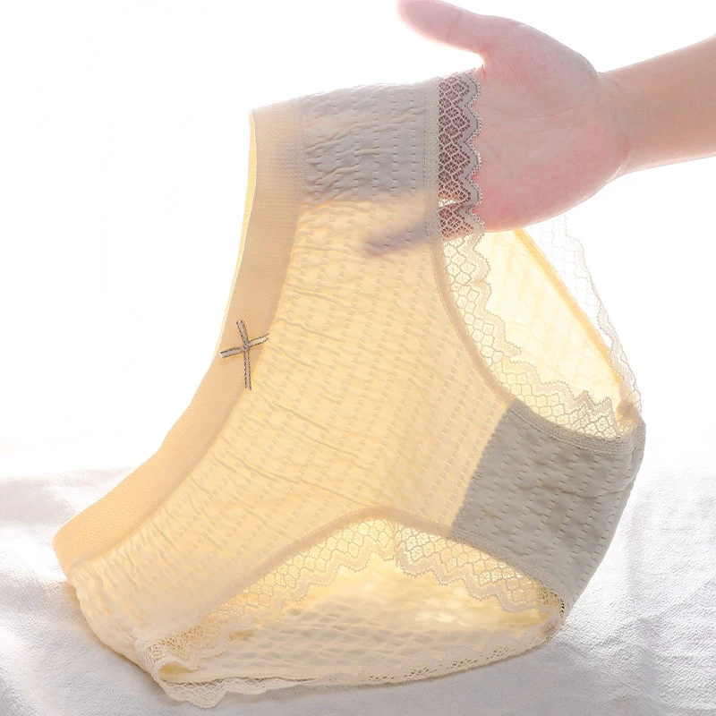 

Женские хлопковые трусики, женское нижнее белье, хлопковые антибактериальные бесшовные кружевные дышащие брифы большого размера для девуш...