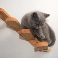 wall mounted cat stairs climbing ladder wood stairs tree jumping platform for pet entertainment training pet furniture cat tree