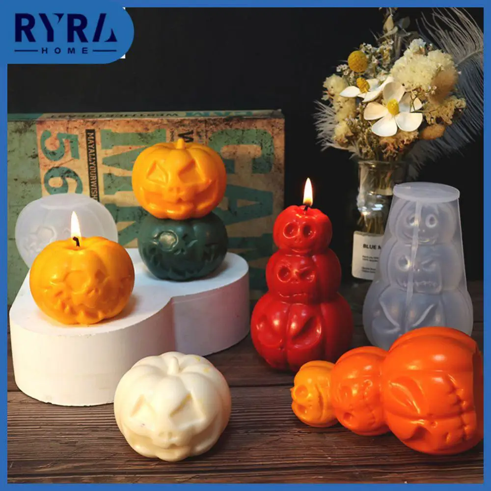 

Durable Reuse Candle Mold Craft Home Decor Gypsum Drop Glue Ornament Molds Easy Demoulding Pumpkin Candle Silicone Mold