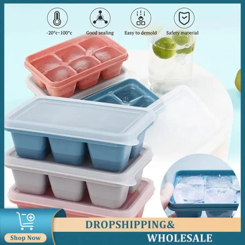 

6/1 Grid Silicone Ice Cube Maker Trays with Lids Mini Ice Cubes Small Square Mold Ice Maker Kitchen Tools Accessories Ice Mold