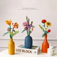 building block bouquet 3d model artificial flowers home decor small ornaments diy plant bonsai flower childrens toy girl gifts
