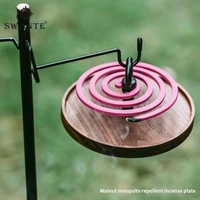 2022 mosquito coil holder handmade solid wood round vintage screw hanging ring outdoor camping sandalwood incense stand burner