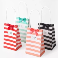 10pcs paper stripe gift bag packaging candy cookie present packing favor kraft bonbonniere wedding party goodie bags for sweets