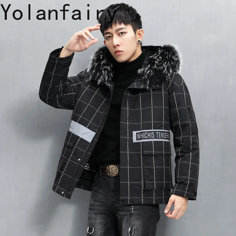 Мужские короткие парки YOLANFAIRY из натурального кроличьего меха Мужская Роскошная