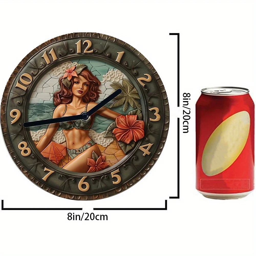 Бесшумные алюминиевые настенные часы с 2D купальником дизайн девушки-идеально