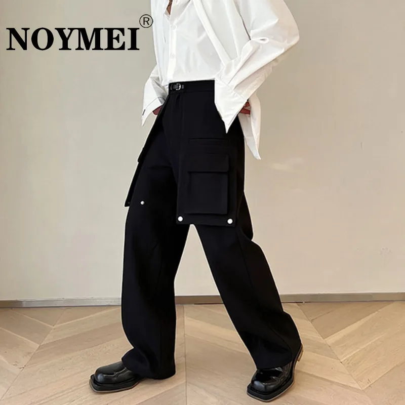

NOYMEI Autumn Trousers 2023 Three-dimensional Solid Color Fashion Korean Style High Street Pocket Overalls Belt Trendy WA1197