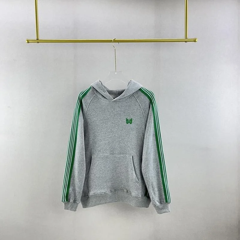 

22SS Green Embroidered Butterfly Needles Hoodie Men Women EU Size 100% Cotton Needles Pullover Fashion Winter Haikyuu Techwear