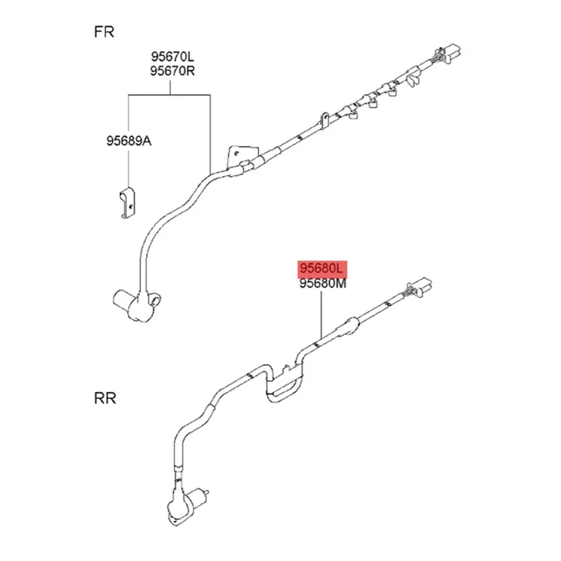 

95680-08300 Left Rear Wheel ABS Speed Sensor for Hyundai Elantra 2007-2016 Car Anti-Lock ABS Sensor 9568008300