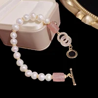 summer new fashion bracelet for women freshwater pearl strawberry crystal fine jewelry bracelet adjustable crystal bracelet girl