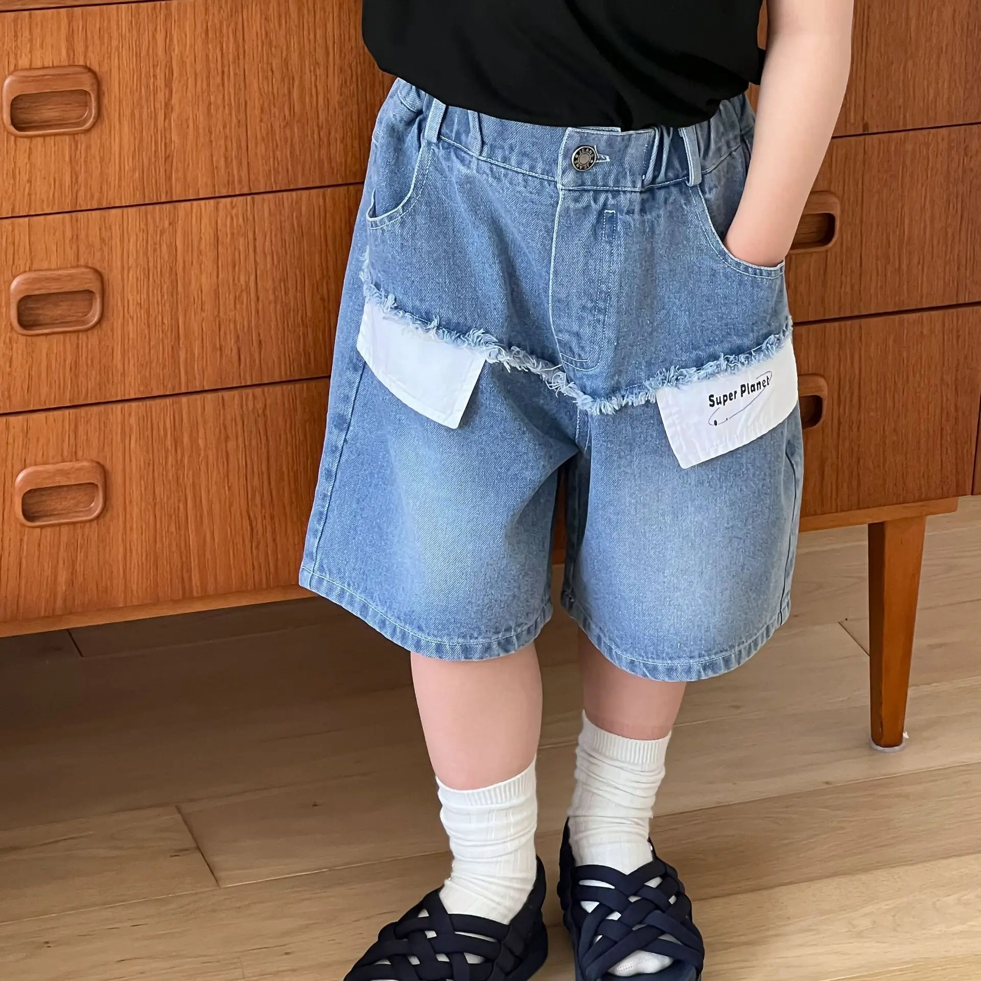 

Джинсовые шорты для мальчиков, из двух предметов, с надписью