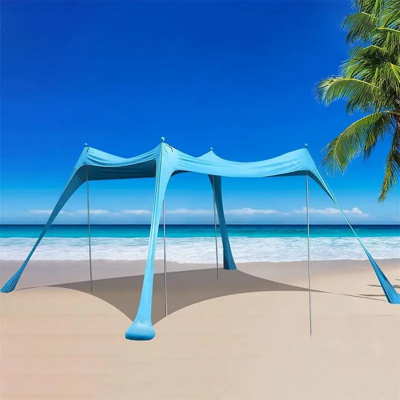 Family Beach Awning Sun Shade 2.1Mx2M/3Mx3M Ultralight Sun Shade Tent With Sandbag UPF50+ UV Portable Beach Canopy