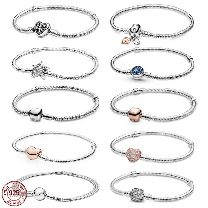 

Women's Fashion Bracelets 925 Sterling Silver Various Style Bracelets fit Original Design Charm Beads DIY Jewelry Gifts