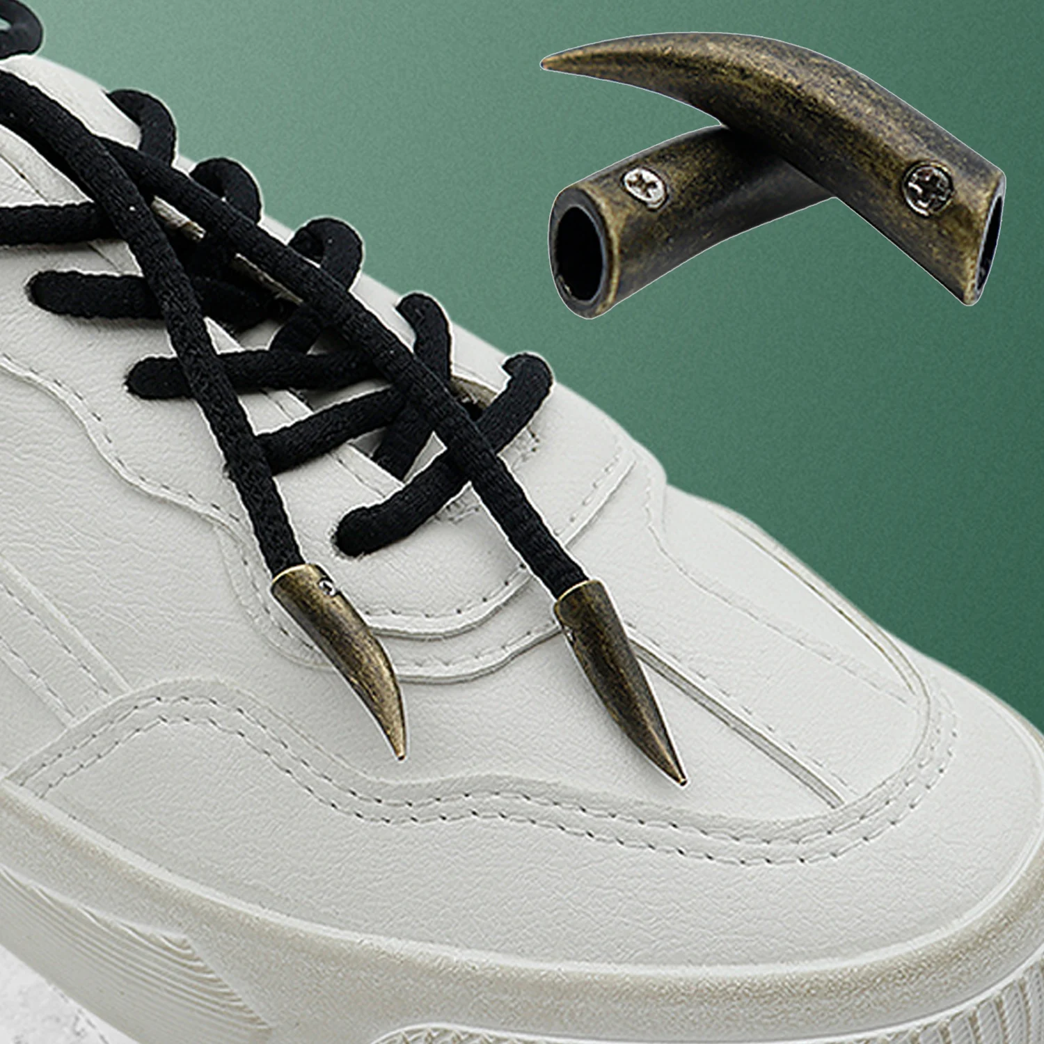 

Vintage Superior Metal Tips 24*6.3MM Replacement Shoe Lace Decorative Heads Sneaker Rope Bronze Ox Horn Aglets 4Pcs/Set for DIY