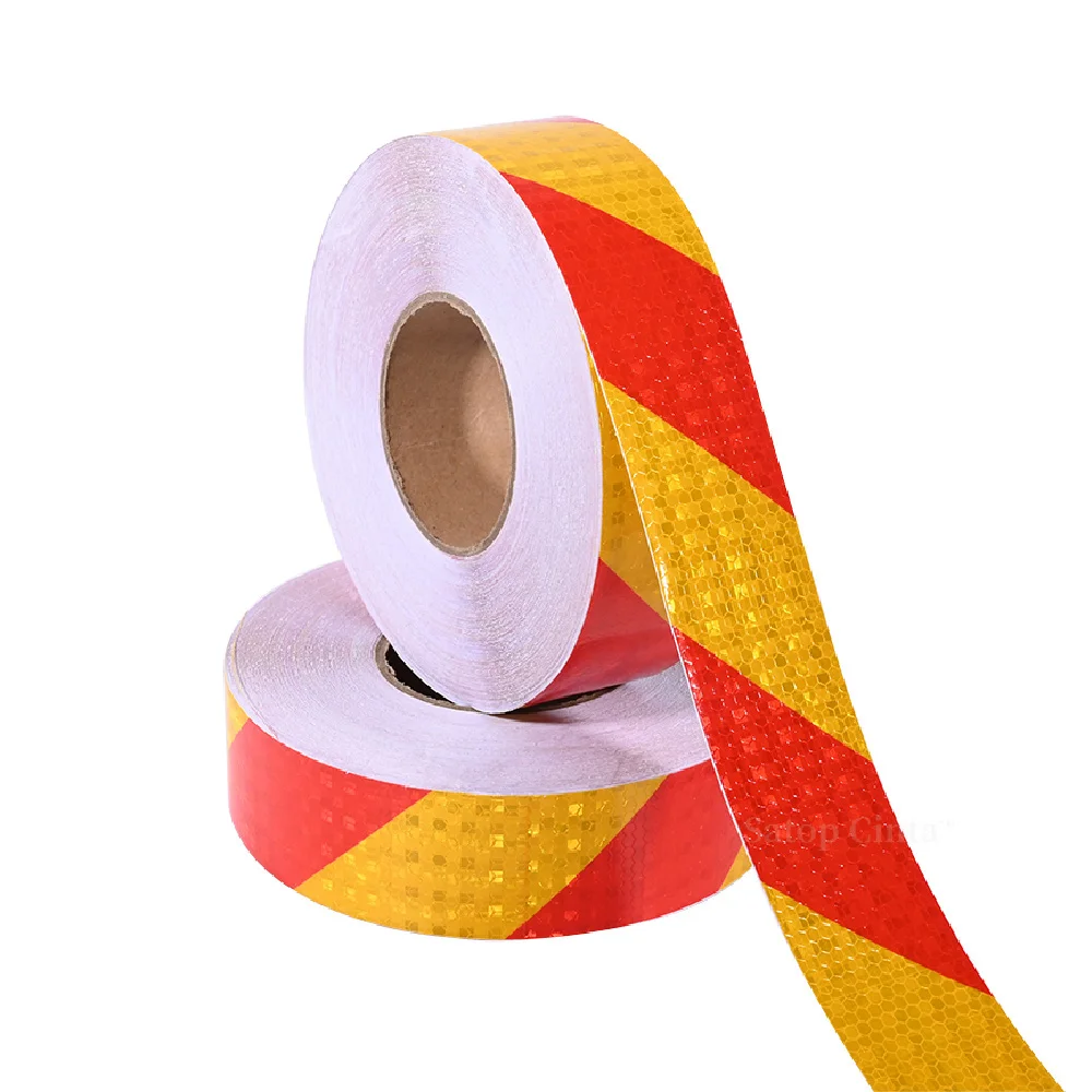 

Reflector Sticker 2" x 82ft Yellow Red Self-Adhesive Twill Waterproof High-Strength Motorcycle Reflective Tapes For Trailers Car