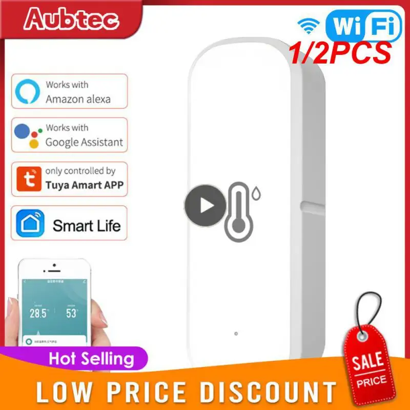 

Умный датчик влажности и температуры Tuya Wi-Fi/ZigBee, 1/2 шт., датчики температуры для умного дома, работает с умным ассистентом Google и Alexa