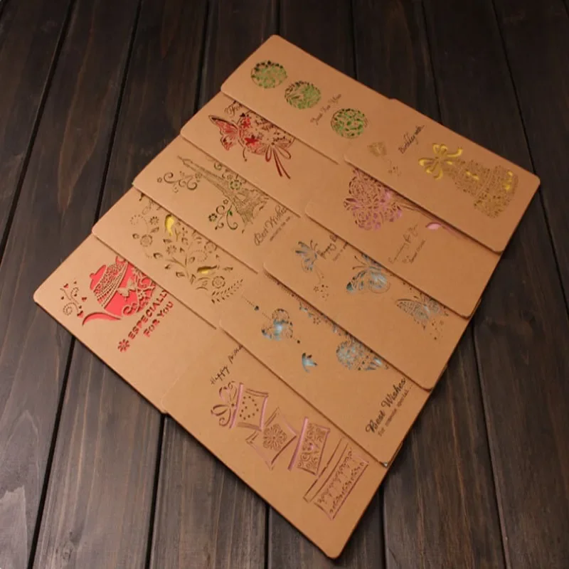 

50pcs Postcard hollow butterfly flower envelope invitation gift decoration holiday greeting card message kraft paper