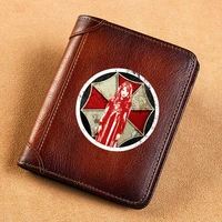 high quality genuine leather men wallets umbrella corporation red queen short card holder purse luxury brand male wallet