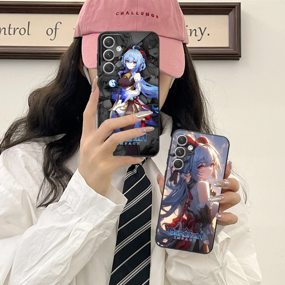 Чехол Genshin Impact Ganyu мобильный телефон для Samsung Galaxy S24 S23 S22 S21 S20 S10 S9 Plus FE Ultra Lite черный