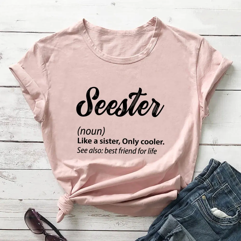 100%cotton Women Tshirt Women Funny Summer Casual Short Sleeve Top Best Sister Ever Gifts