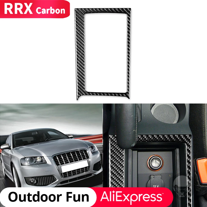 

RRX Car Floor Console Storage Panel Trim Cover Real Carbon Fiber Sticker Car Accessories For Audi A3 S3 8P 2006 2007 LHD RHD