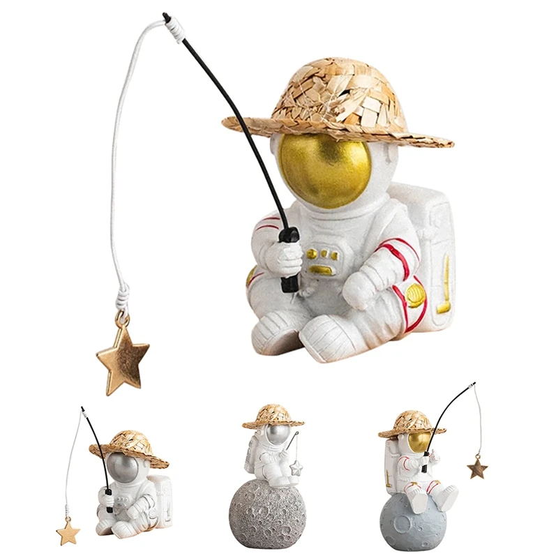 

Фигурки креативных астронавтов, статуэтки скандинавских астронавтов, статуэтка космонавта с соломенной шляпой, Миниатюрные аксессуары дл...