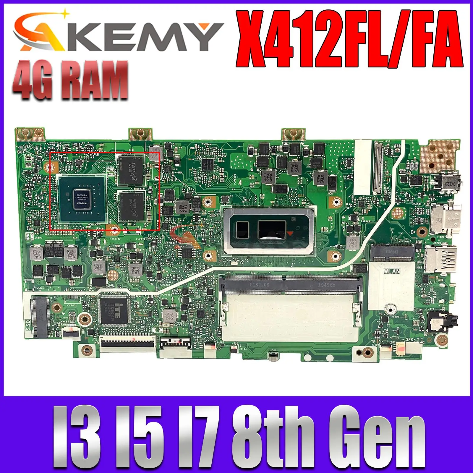 

X412FA Mainboard X412FJC X412FLC X412FJ X412FL X412F A412F F412F K412F S412F V412F R424F V4000F V4000FJ Laptop Motherboard