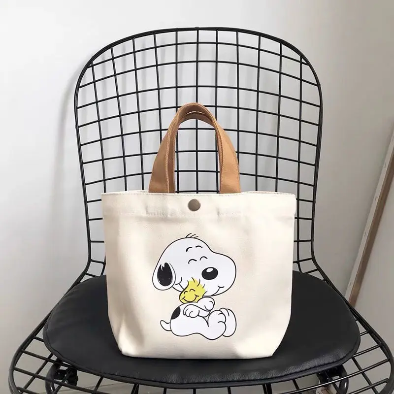 

Korean Style Simple Cartoon Bento Bag Fashion Simple Mummy Bag Small Lightweight Student's Canvas Bag Handbag Small Bag