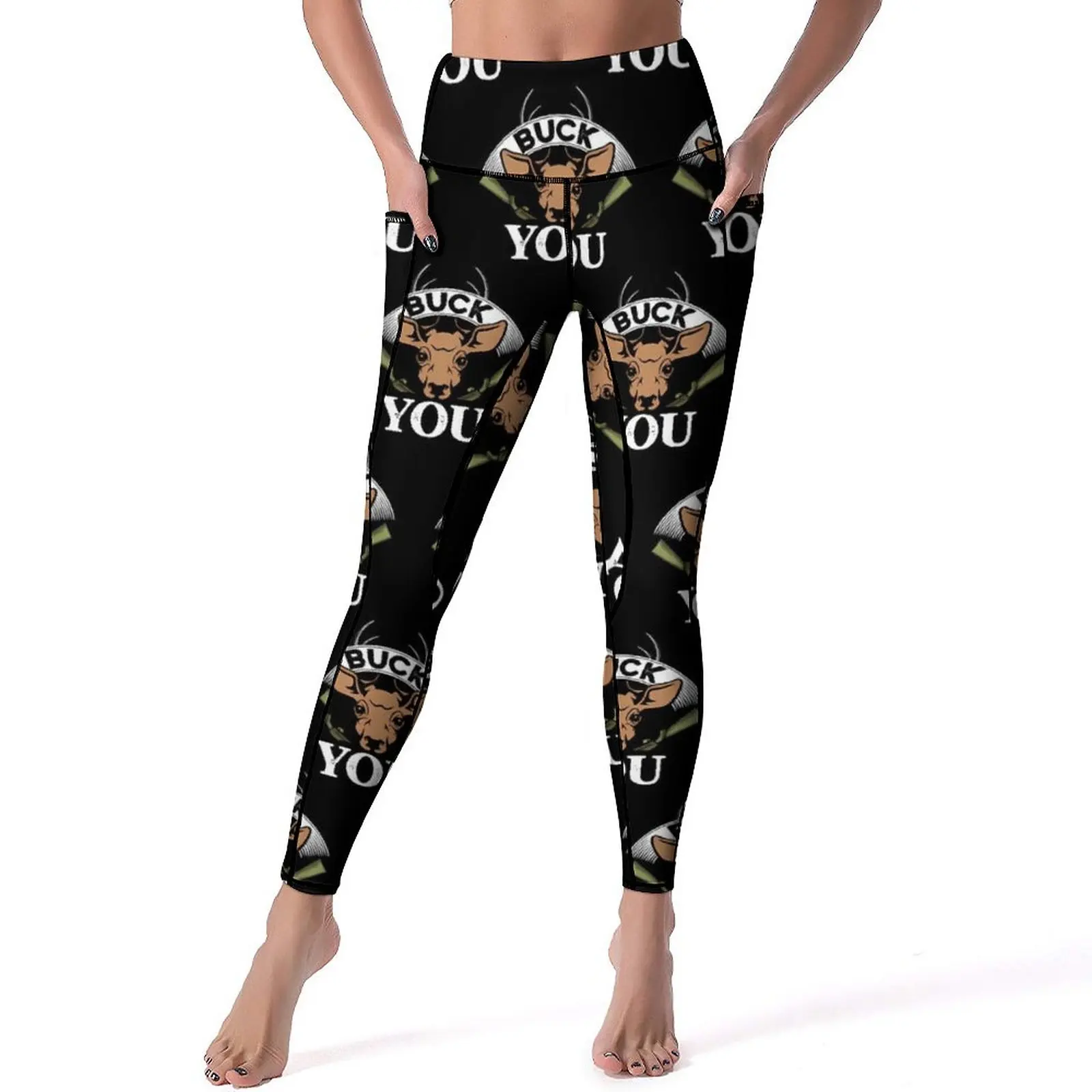 

Fun Deer Yoga Pants Women Hunting Buck You Leggings Push Up Kawaii Yoga Legging Stretchy Graphic Fitness Gym Sports Tights