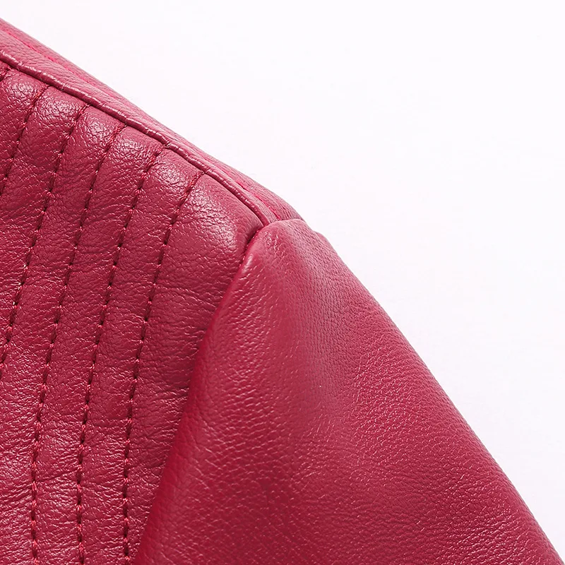 Ladies Pu Faux Leather Jacket Solid Color Zipper Self-cultivation Lapel Punk Short Motorcycle Jacket Spring and Autumn Fashion